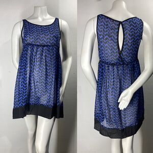 3For$20 Lux Sheer Blue& Black Chevron Dress size: medium